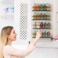 4/2PCS Spice Rack Organizer Wall Mount Storage Racks Space Saving Metal Seasoning Racks Kitchen Cabinet Door Spice Jar Organizer 2