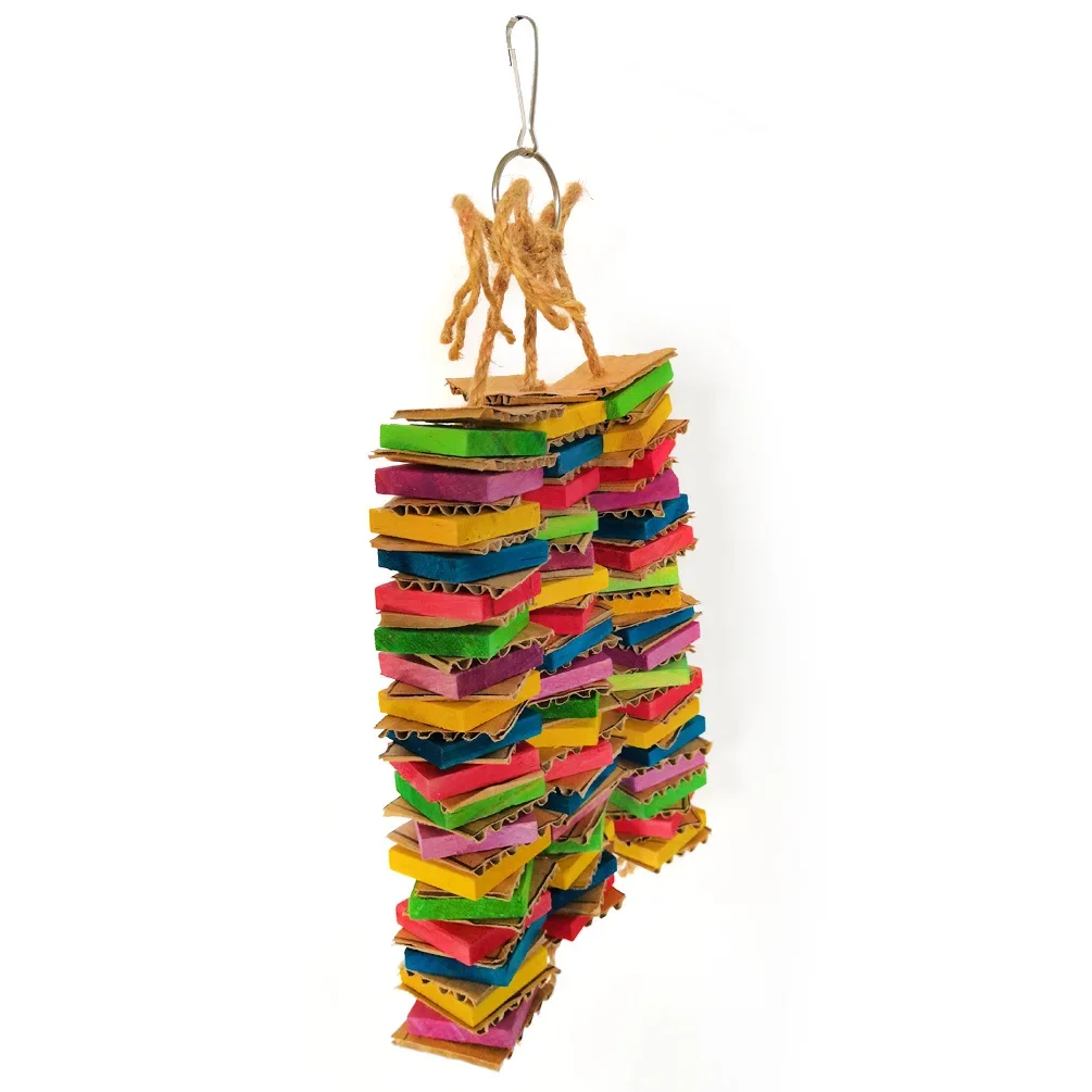 Parrot Toys for Large Birds Cardboard Big Bird Toys African Grey Parrot Toys Natural Wooden Bird Cage Chewing Toy with ZM918 4