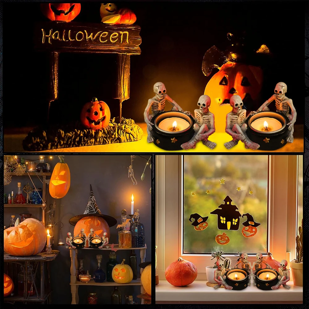 Skeleton Resin Halloween Candle Holder 2 | Skeleton Resin Halloween Candle Holder 2