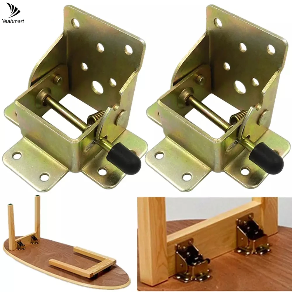 4PCS Folding Bracket Iron Folding Lock Extension Table Chair Bed Leg Foldable Support Brackets Hinge Self Lock Hinges Furniture Hinge