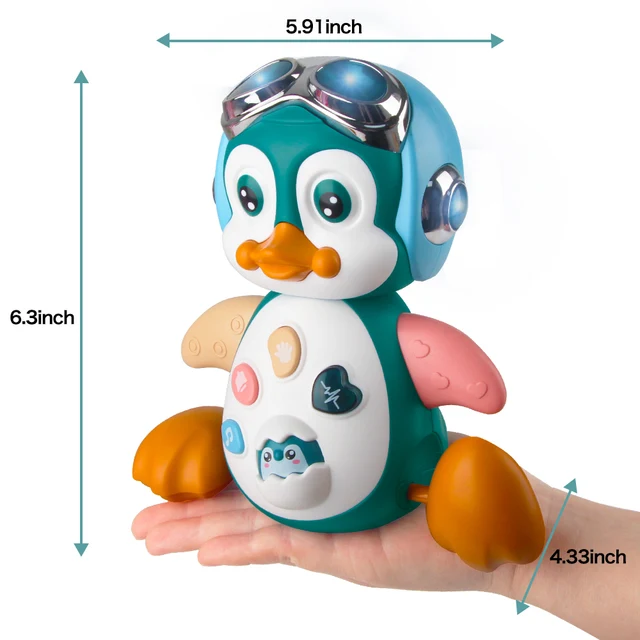 Baby Crawling Toys Musical Penguin Infant Moving Walking Dancing Toys with Light Toddler Interactive Development Tummy