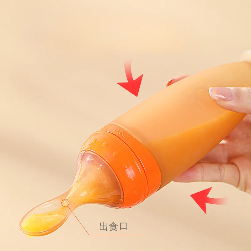 Convenient Baby Silicone Squeeze Feeding Spoon Soft and Flexible Spoon for Effortless Baby Food Feeding