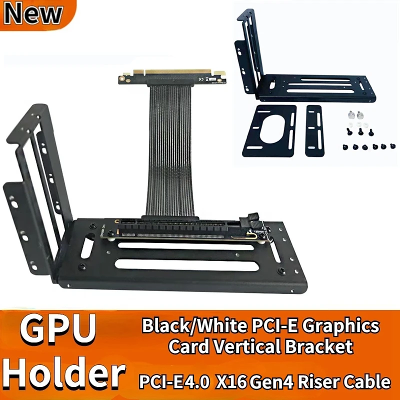 Nuovo Supporto Per Staffa Gpu Verticale Universale + Pci-E 4.0 X16 Gen 4/3 Cavo Riser Schermato Rtx 4090 Atx Gaming Graphics Riser Extender