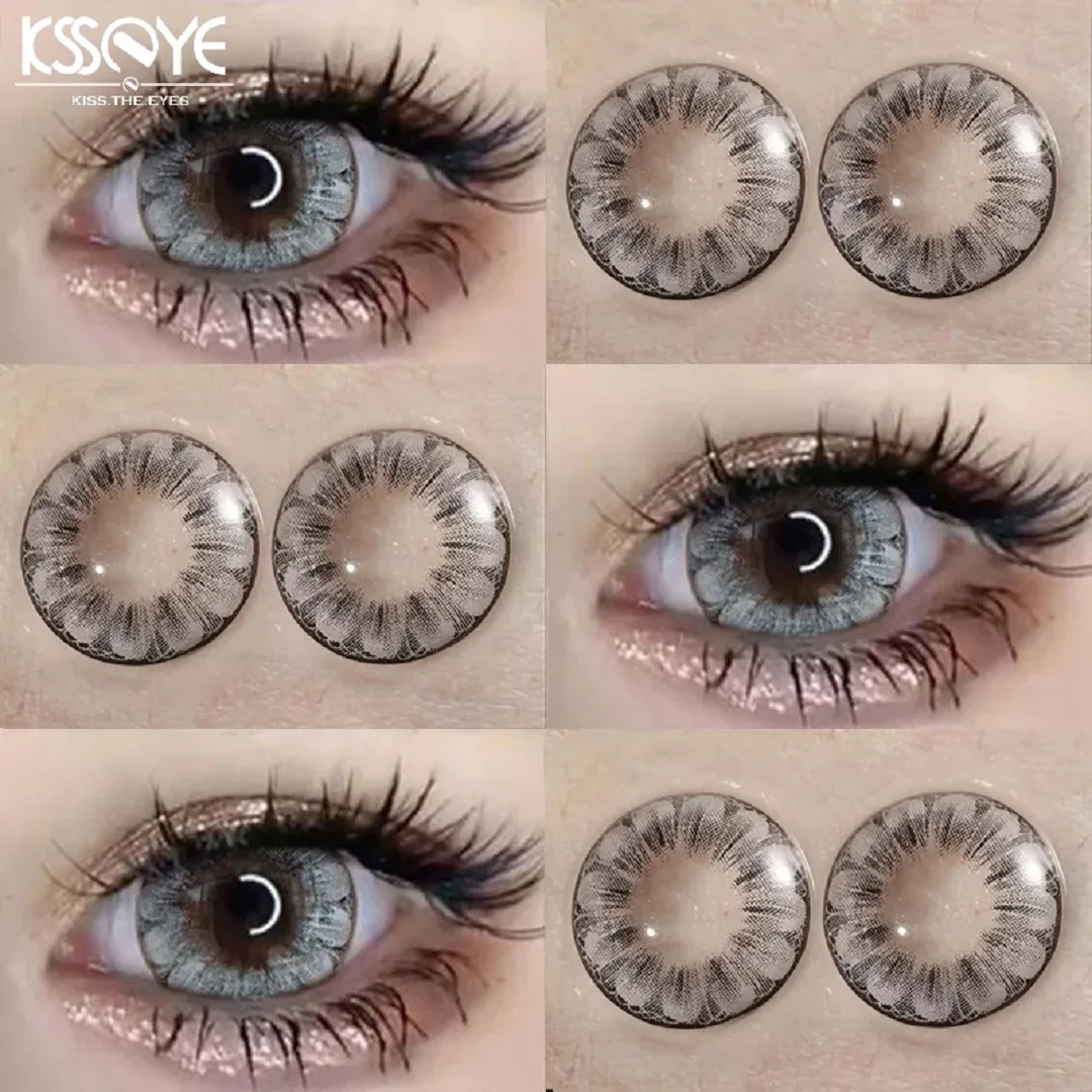 KSSEYE 2pcs Myopic Contact Lenses Color Contact Lenses Contact Lenses With Diopter Natural Grey Black Brown Lens Free Shipping