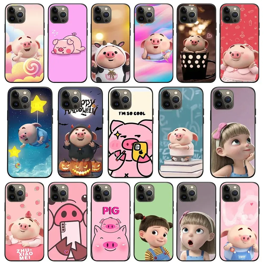 Wk-17 Custodia Morbida Maiale Carino Per Iphone X Xs 7 8 11 12 14 Mini Pro Max Plus