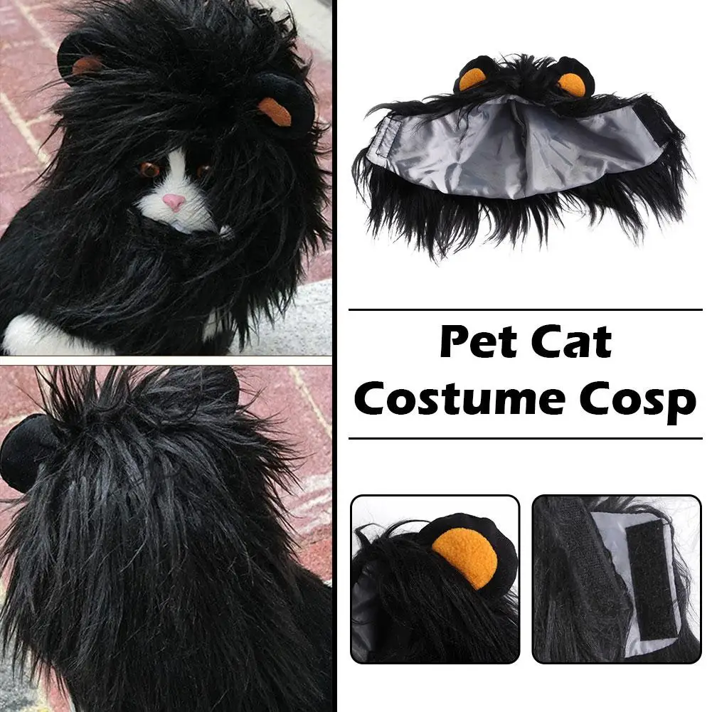 

Cute Lion Mane Cat Wig Hat Funny Pets Clothes Cap Fancy Puppy Costume Ears Kitten Party with Accessories Dogs Hat Cosplay J8J1