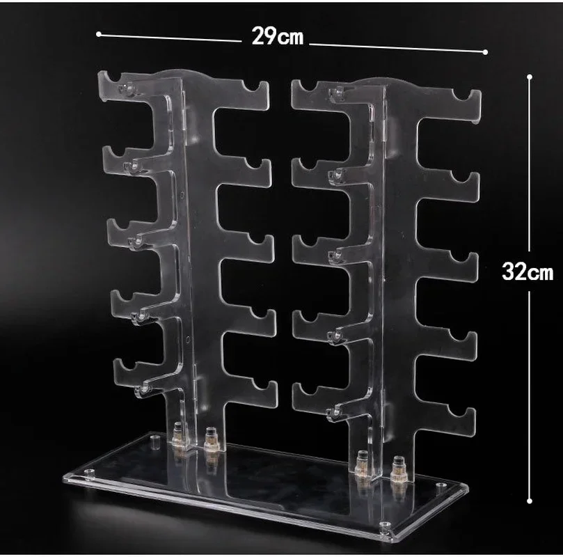 Two Row Sunglasses Rack 10 Pairs Glasses Holder Display Stand Transparent R9JE 2