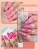 6pcs Red Pink Coral Dipping Powder Set, Air Drying Dip Powder Nail Kit No UV/LED Lamp Needed for Salon Manicure Nail Art 4