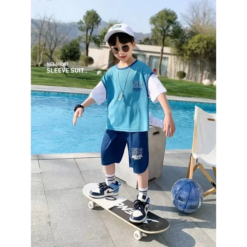 

Children's Top and Bottom Clothes Set 2024 Kids Clothes Summer Suit for Boy 5 6 7 8 9 10 11 12 13 14 15 Year Boys' Clothes Set