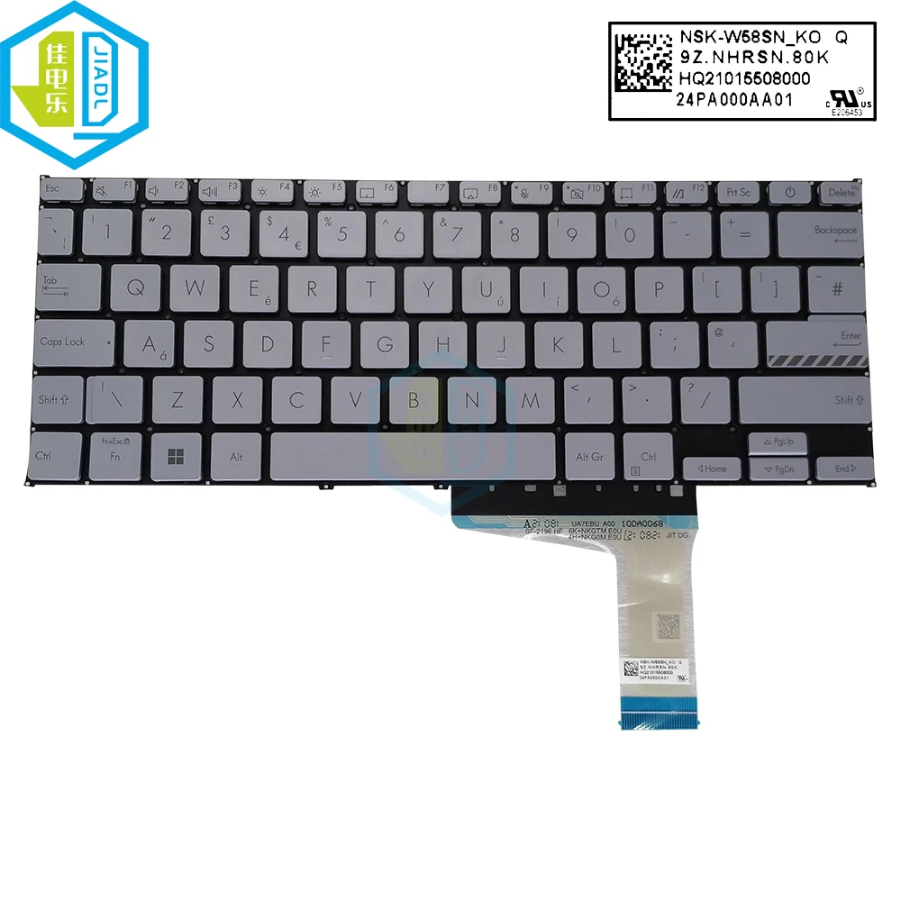 Backlight Keyboard Inglês para Asus Vivobook 14 X1402 X1402za X1402z Laptop Backlit Substituição Teclados Prateados Caps uk us - Imagem 2