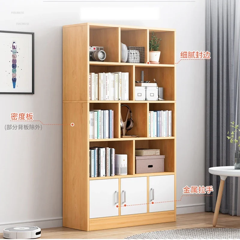 Children's Bookcases Floor Living Room Rack Bedroom Storage Shelf Modern Home Small Bookshelves with Door Narrow Cabinet C