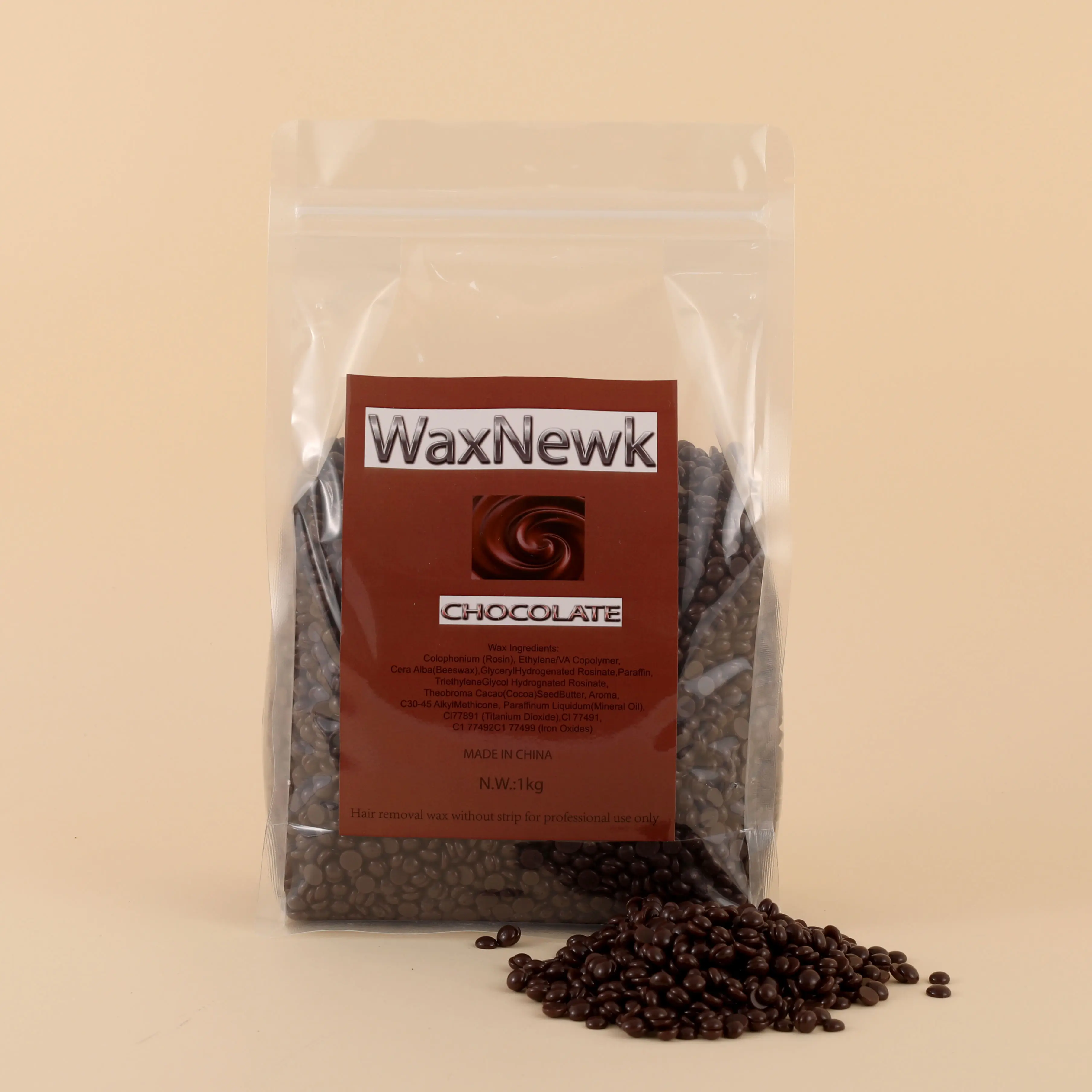 WaxNewK chocolate 1KG 2.2LB Elastic depilatory dry fast hard Wax beans Body Hair Removal hot wax beans body wax