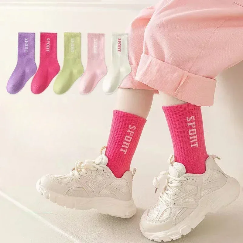 5Pairs/lot الأطفال الجوارب للأطفال لطيف الفتيات القطن لطيف السفر في الهواء الطلق الجوارب الرياضية عارضة الملابس الرياضية الملحقات