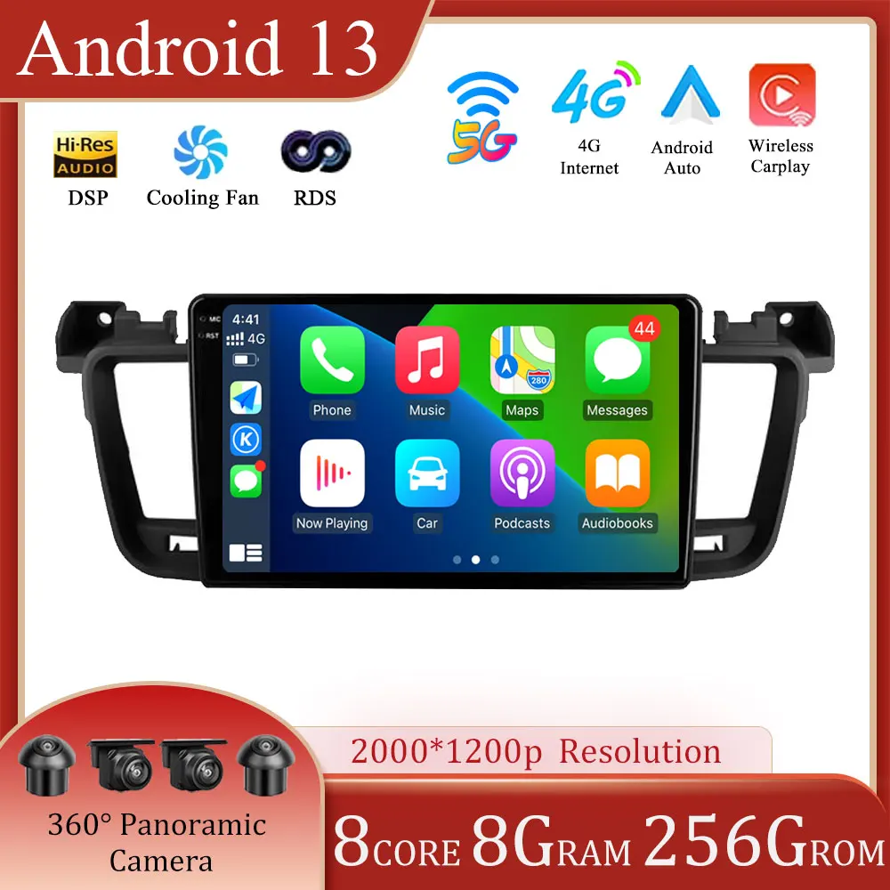 

For Peugeot 508 2011 - 2018 Android 13 Car Radio Multimedia Player Navigation GPS Carplay WIFI RDS DSP QLED Screen