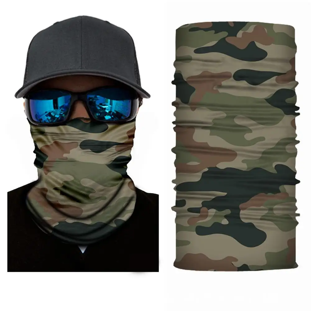 Camouflage Ice Silk Half Face Mask Neck Protection Sunscreen Anti-UV Dust-Proof Outdoor Fishing Running Cycling Supplies