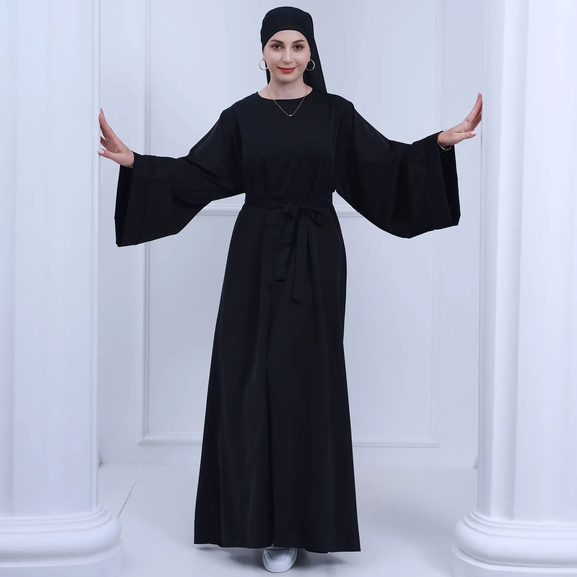 Muslim Abaya Loose Caftan Women Batwing Sleeve Kaftan Maxi Dress Dubai Ramadan