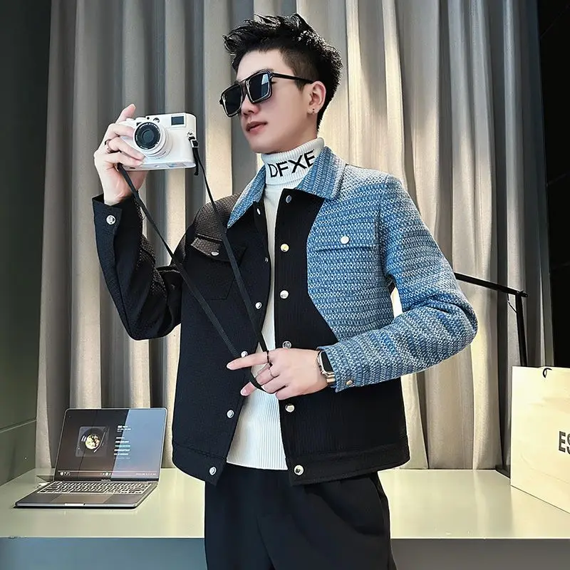 Autumn Winter KPOP Fashion Style Harajuku Slim Fit Tops Loose All Match Casual Lapel Denim Clothing Patchwork Pockets Outerwear