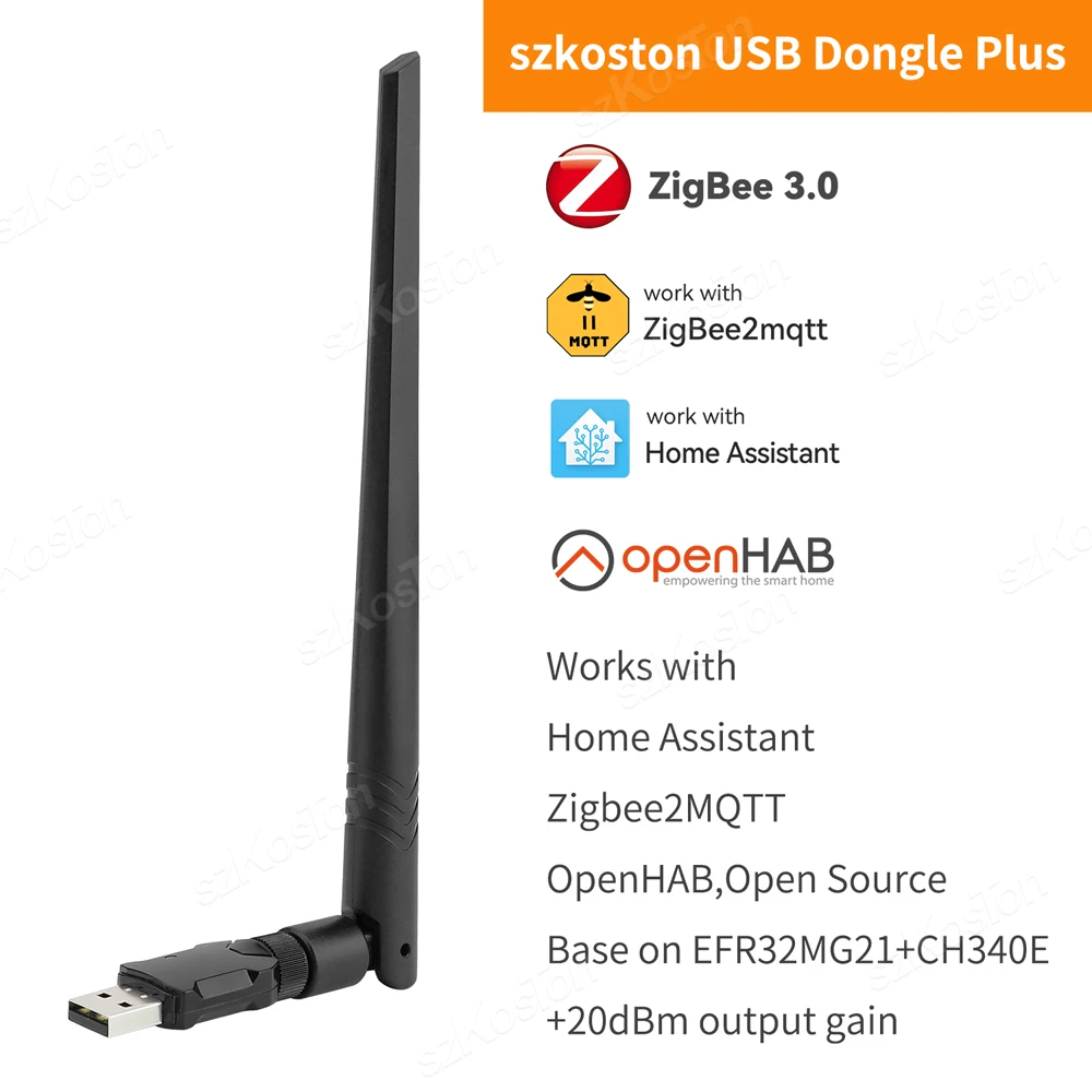 

ZigBee 3.0 USB Dongle Plus-E Open Source Wireless Hub Works with Home Assistant OpenHAB Zigbee2MQTT ZHA USB Gateway Stick