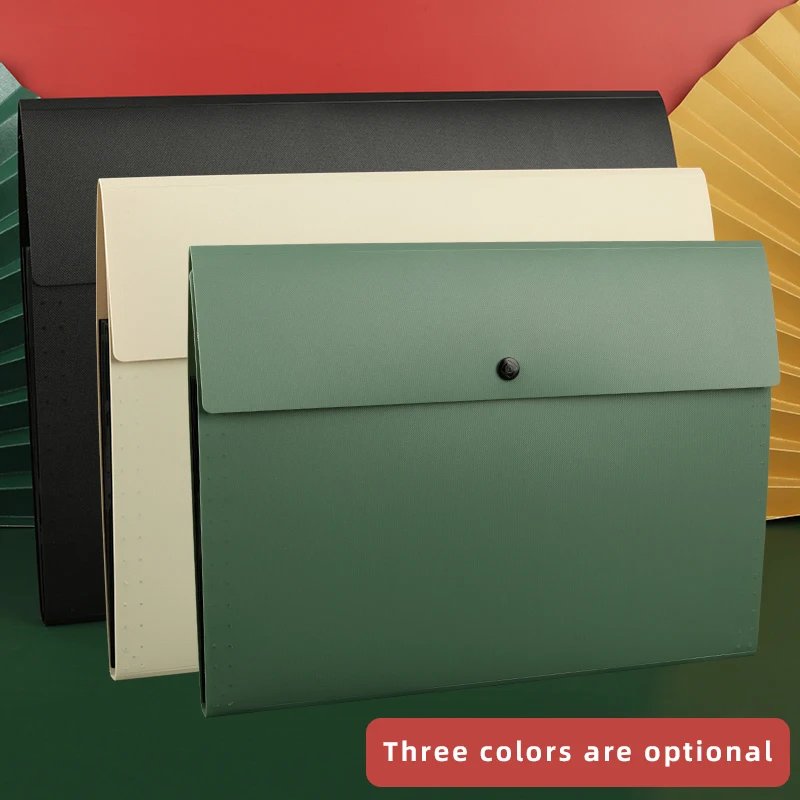 A4 Horizontal Folder Multi-layer Student Storage Bag 5 Layers Test Paper Press Button Large Capacity File Folder Transparent Folder File Bag