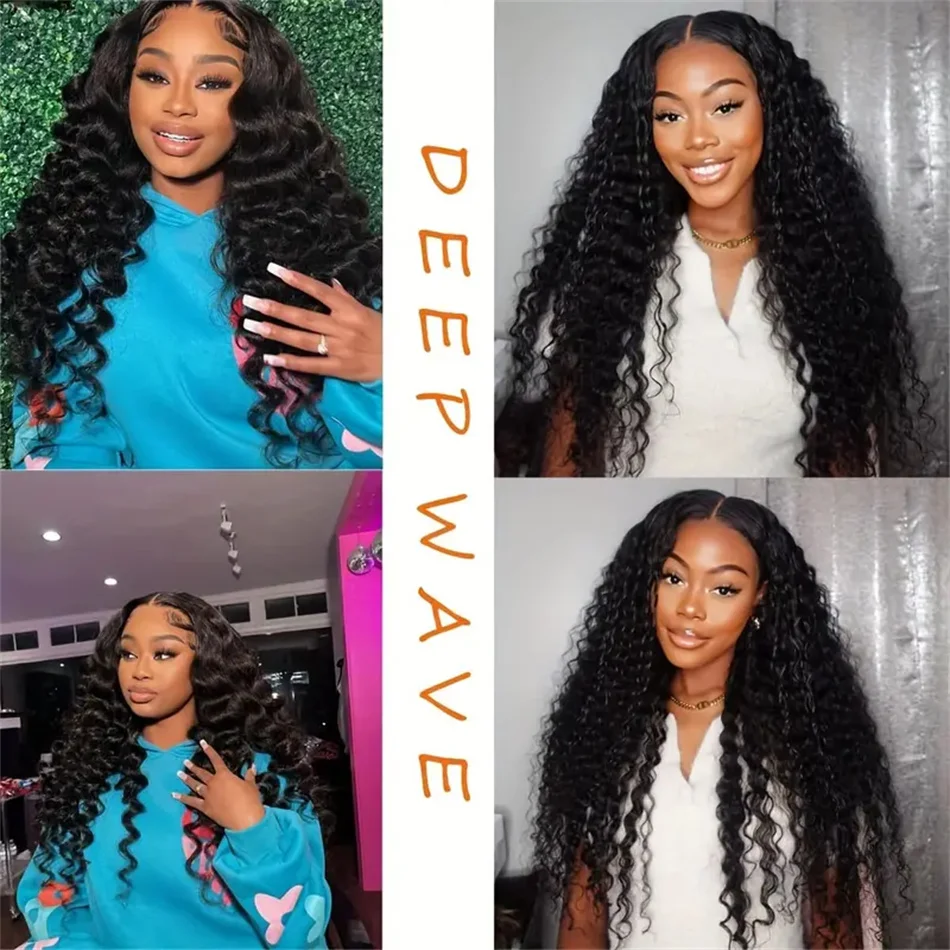 Deep Wave Hair Bundles Brazilian Hair Weave Bundles 1 3 4 PCS Virgin 100% Human Extensions Thick End