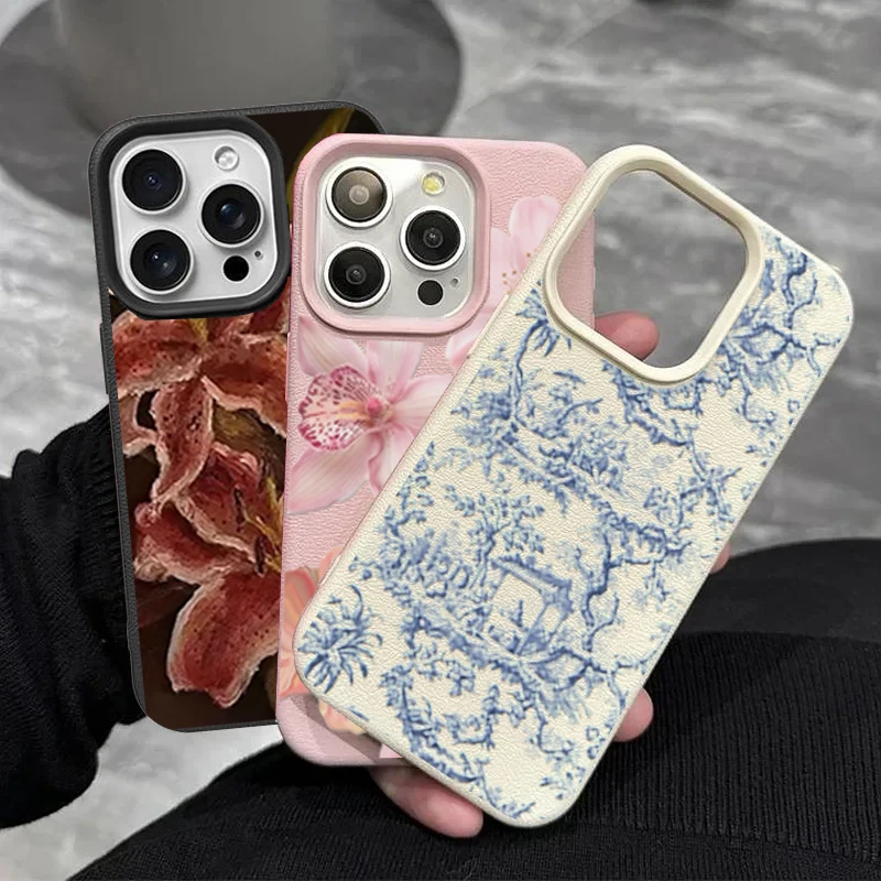 Violet Flowers Soft PU Leather Matte Phone Case