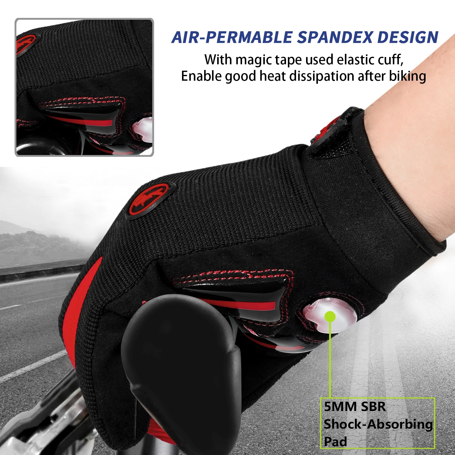 MOREOK Cycling Gloves Full Finger Bike Gloves 5MM Liquid Gel Pad Anti-Slip Shock-Absorbing Touchscreen Bicycle Gloves Men Women 6