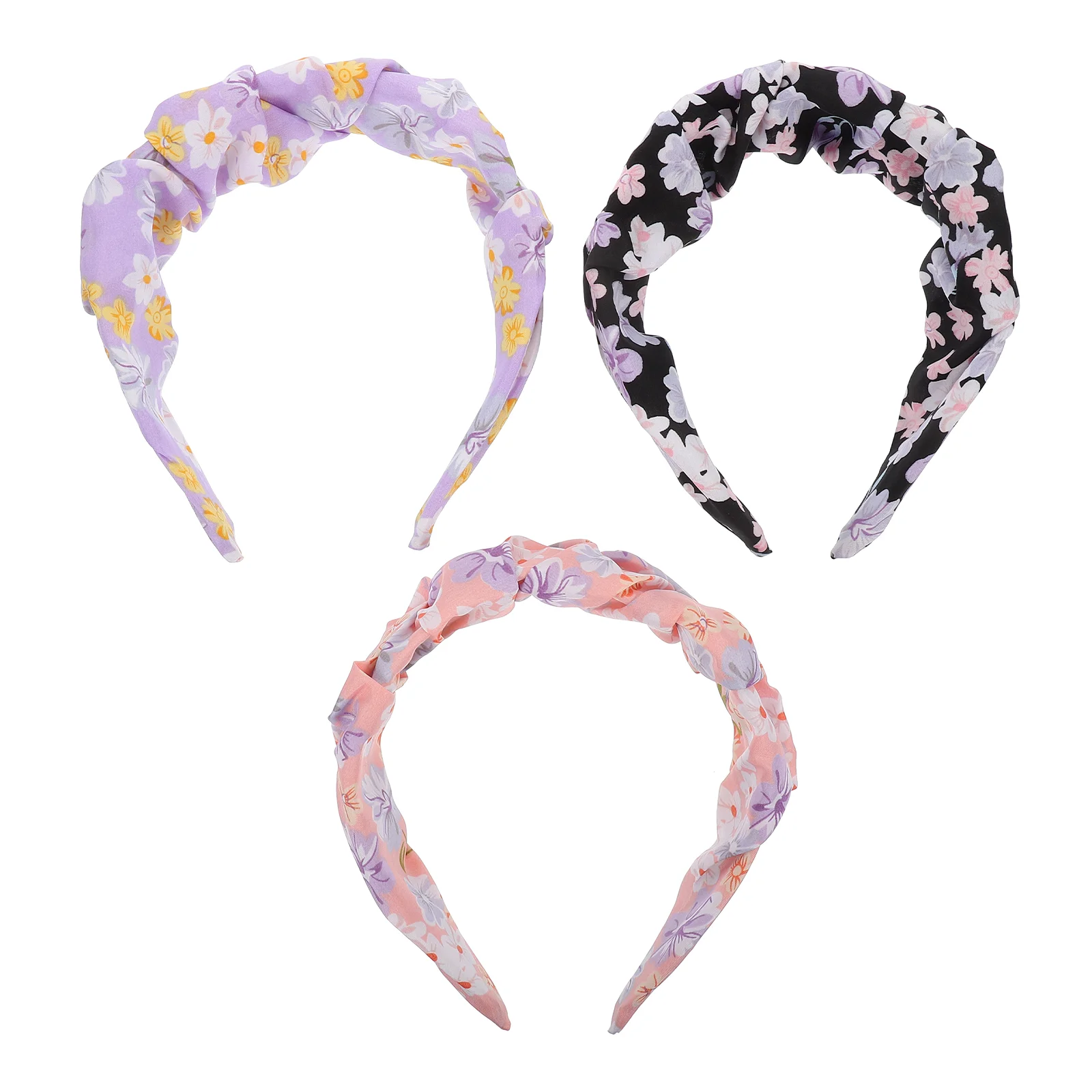

3 Pcs Floral Hair Band Wide Headbands Womens Decorative for Chunky Flower Fabric Fashion Miss Women's