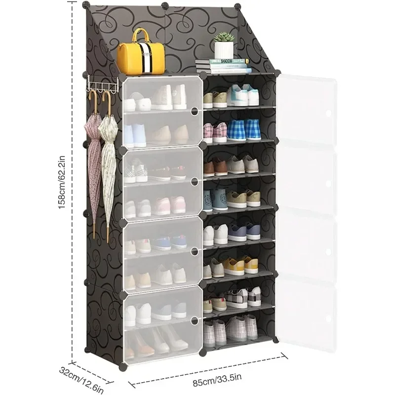 Shoe Rack Shoe Organizer Shoe Cabinet 8 Tier Storage Cabinet with Doors