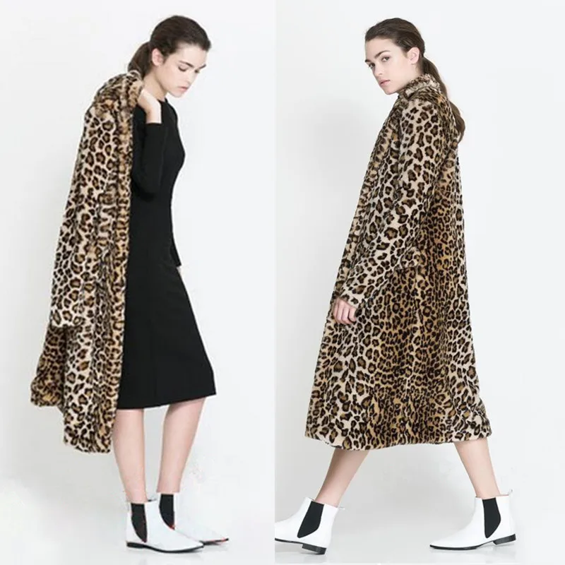 

New Leopard Pattern Rabbit Fur Imitation Coat Long Fur Imitation Coat Women's Fur Coat Women's Sable Coat