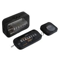 Makeup Bag Women Travel Toiletry Wash Makeup Bag Storage Case Zipper Make Up Bags Black Dot Transparent Mesh Cosmetic Bag 2