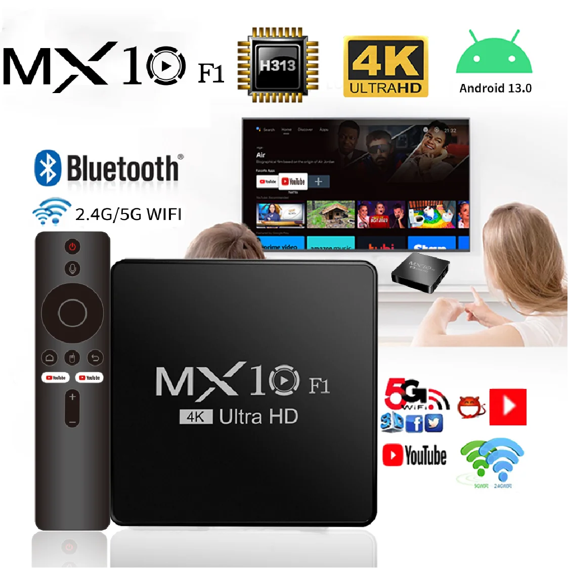 Android TV Box MX10 F1 2GB 16GB Build in Wi-Fi 2.4G + BT5.0