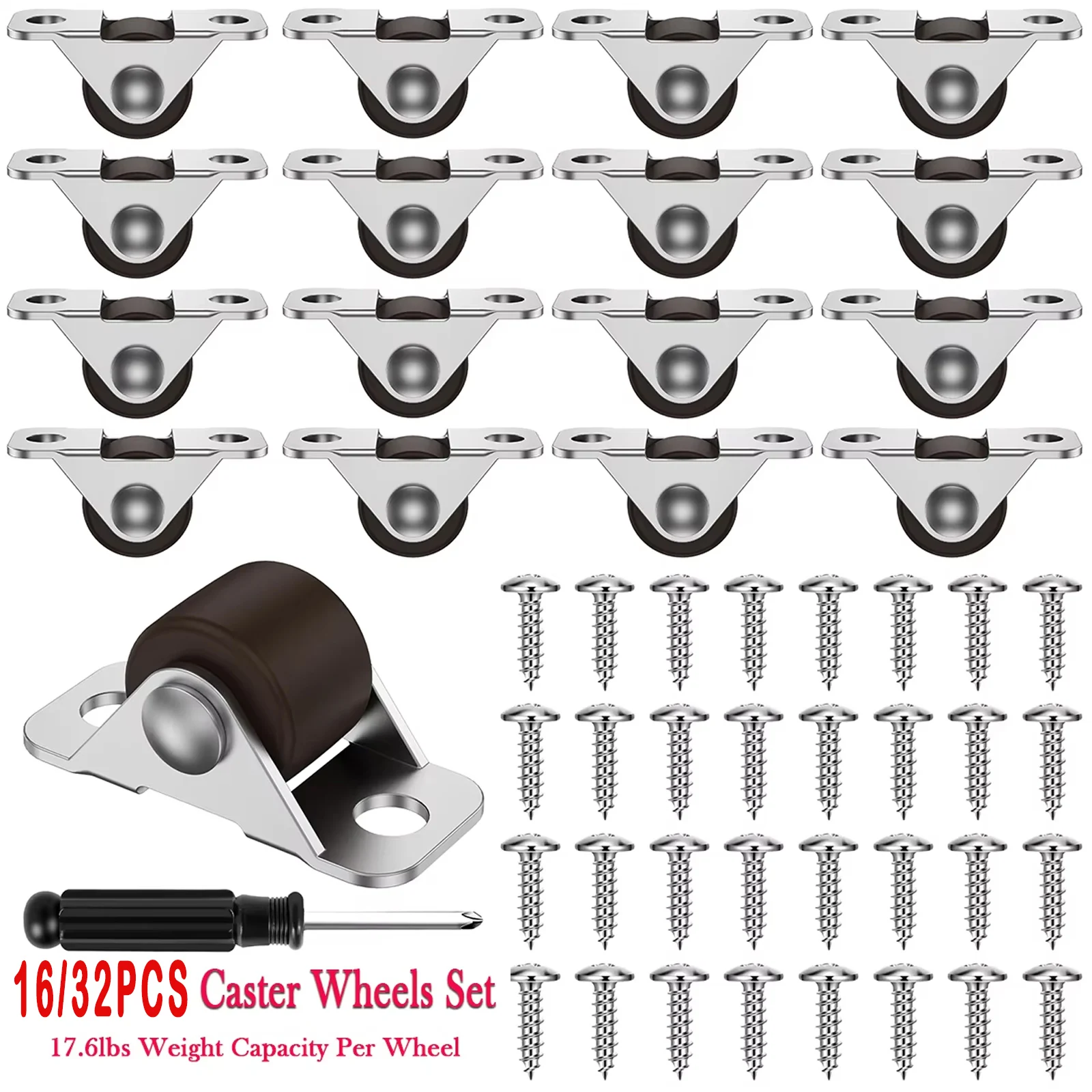 Furniture Castors Directional Casters Fixed Caster Wheels Mute Rubber Non Swivel Casters 17.6lbs Capacity Per Wheel 16/32 PCS furniture casters furniture casters wheels