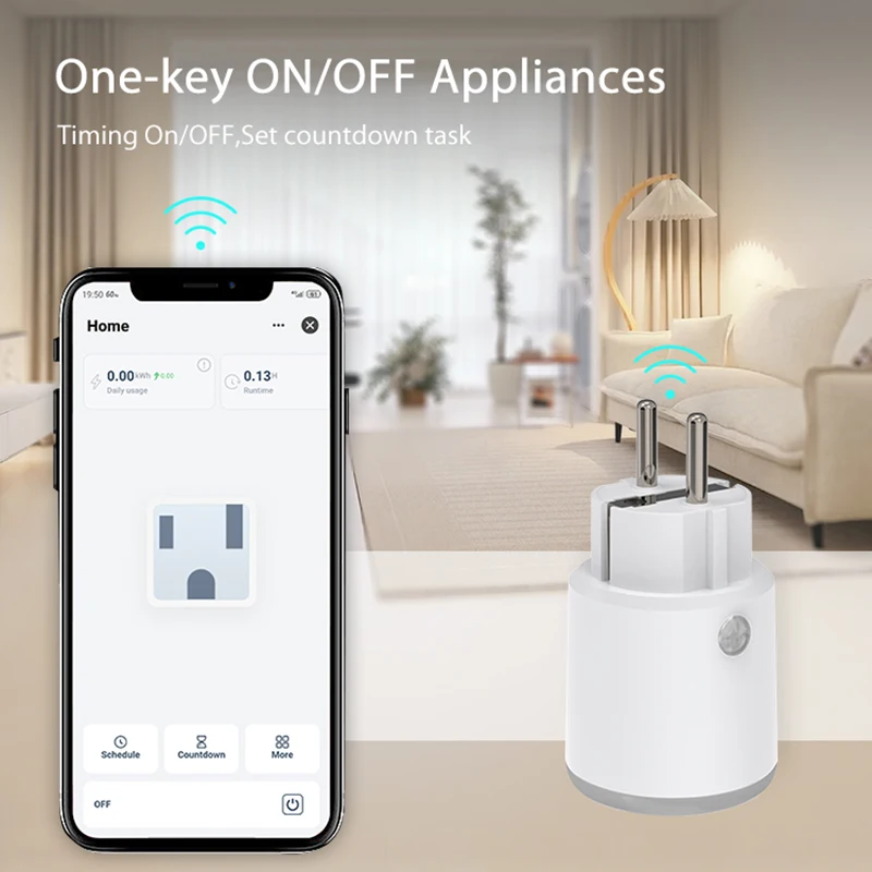 Matter 16A Wifi Smart Socket EU Plug with Power Monitor Tuya Smart Home Applianc