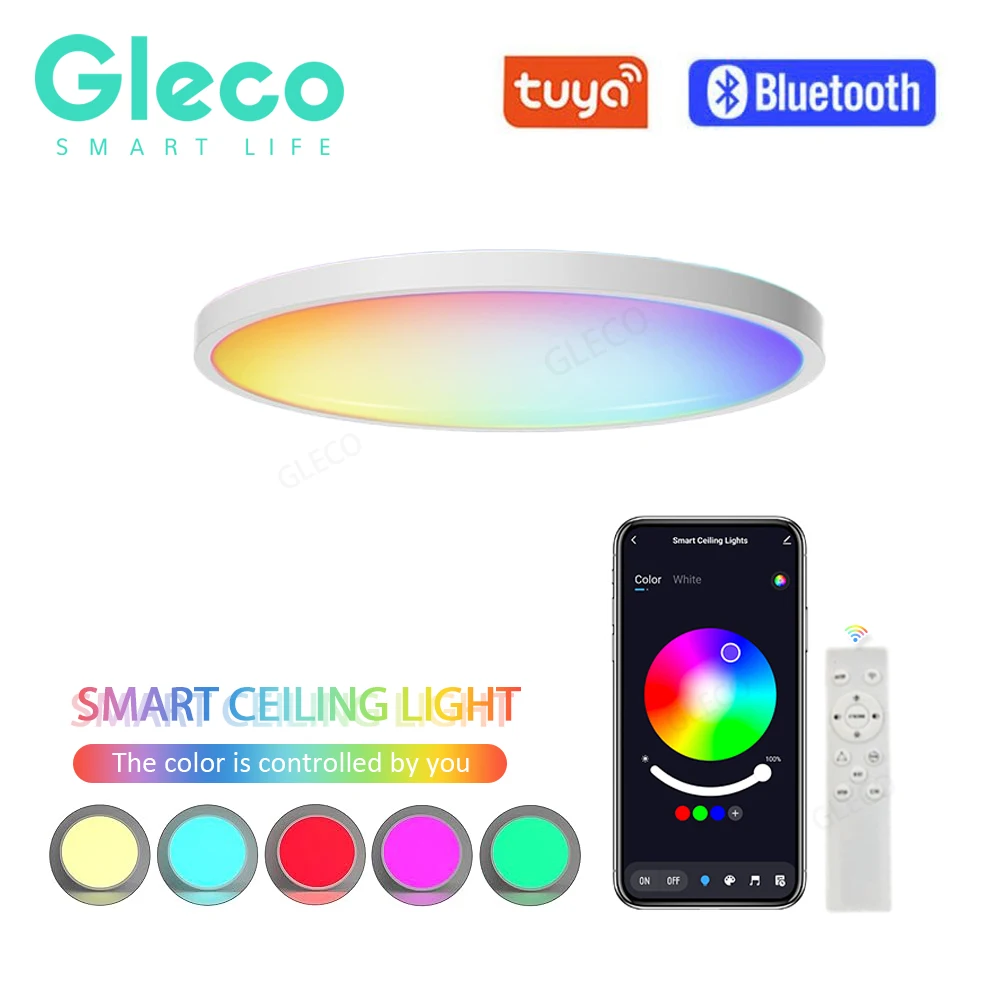

Tuya Smart Led Ceiling Light Bluetooth Round Ceiling Lamp RGB+WW+CW Dimmable Living Room Bathroom Smart Home Light