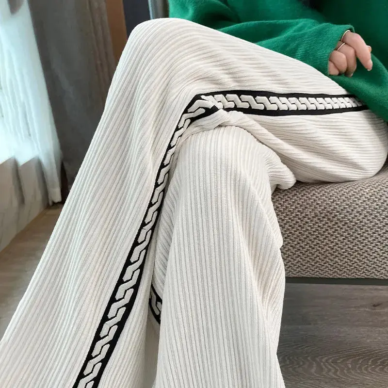 

High Waisted Wide Leg Pants for Women Autumn Winter 2023 Thickened Casual Pants Oversize Korean Clothes Women's Woman Clothing