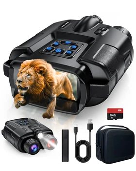 4K Digital Night Vision Binoculars – 3" Screen, 8X Zoom, 5000mAh Rechargeable Battery, 64GB Memory Card, Tactical Light & Infrared Night Vision Goggles for Hunting, Camping & Outdoor Observation 1