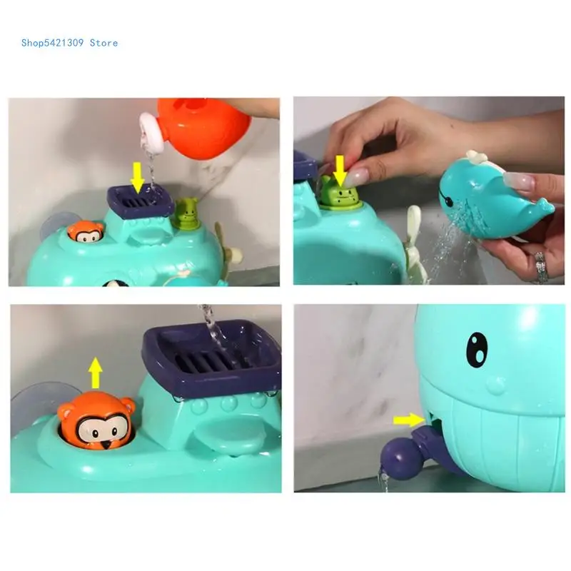 

85WA Baby Whale Bath Toy Animal Sprinkler Waterwheel Water Spray Toy Bubble Toy