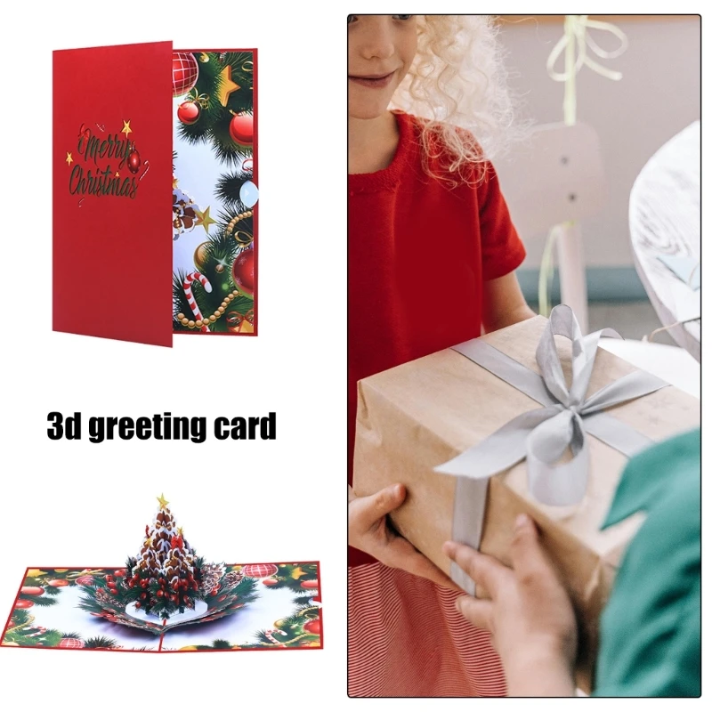 Christmas Theme Pinecones 3D Greeting Card Handmade Festives Postcard Decoration