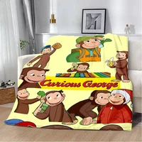Cute Cartoon Curious George Printed Blanket Picnic Blankets Warm Blanket Soft and Comfortable Blanket Home Travel Birthday Gift 2