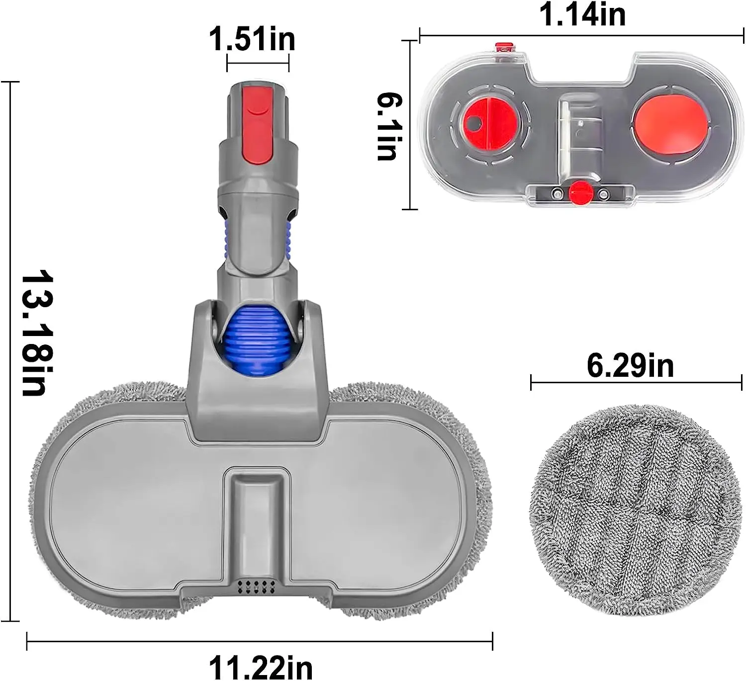 Description Picture 6 of itemFighter Electric Mop Head Attachment For Dyson V7 V8 V10 V11 V15 Wireless Vacuum Cleaner Wet-Dry Mop Cleaning Head Floor Brush