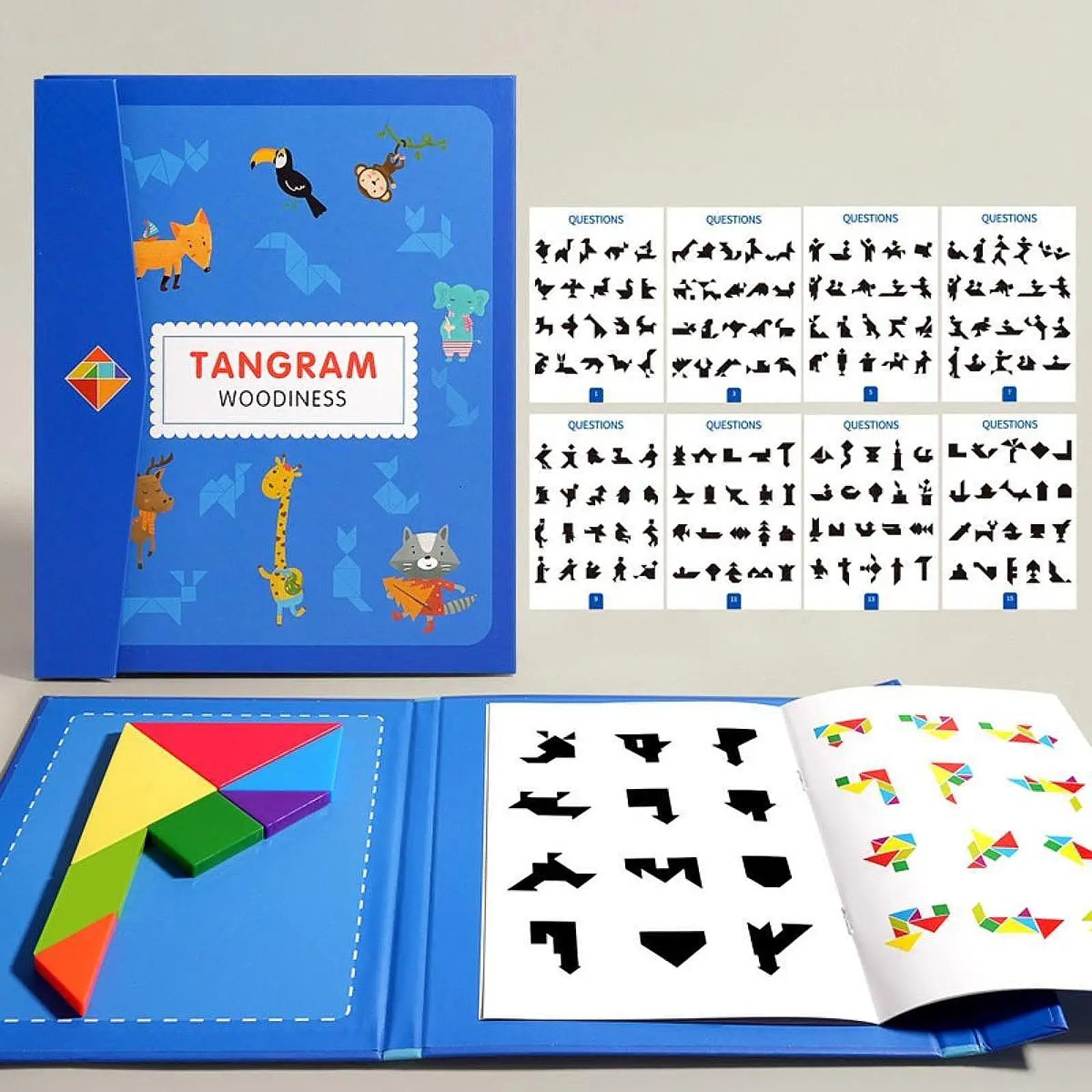 Tangram Puzzle Fun Color Perception Travel Game Shape Pattern Block for Children Kids Adults Boys Girls Preschool Birthday Gift 3