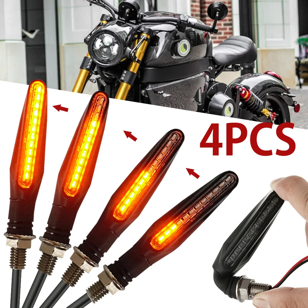 4PcsMotorcycleTurnSignalLightsUniversalLEDMotorbikeTurningIndicatorsDaytimeRunning