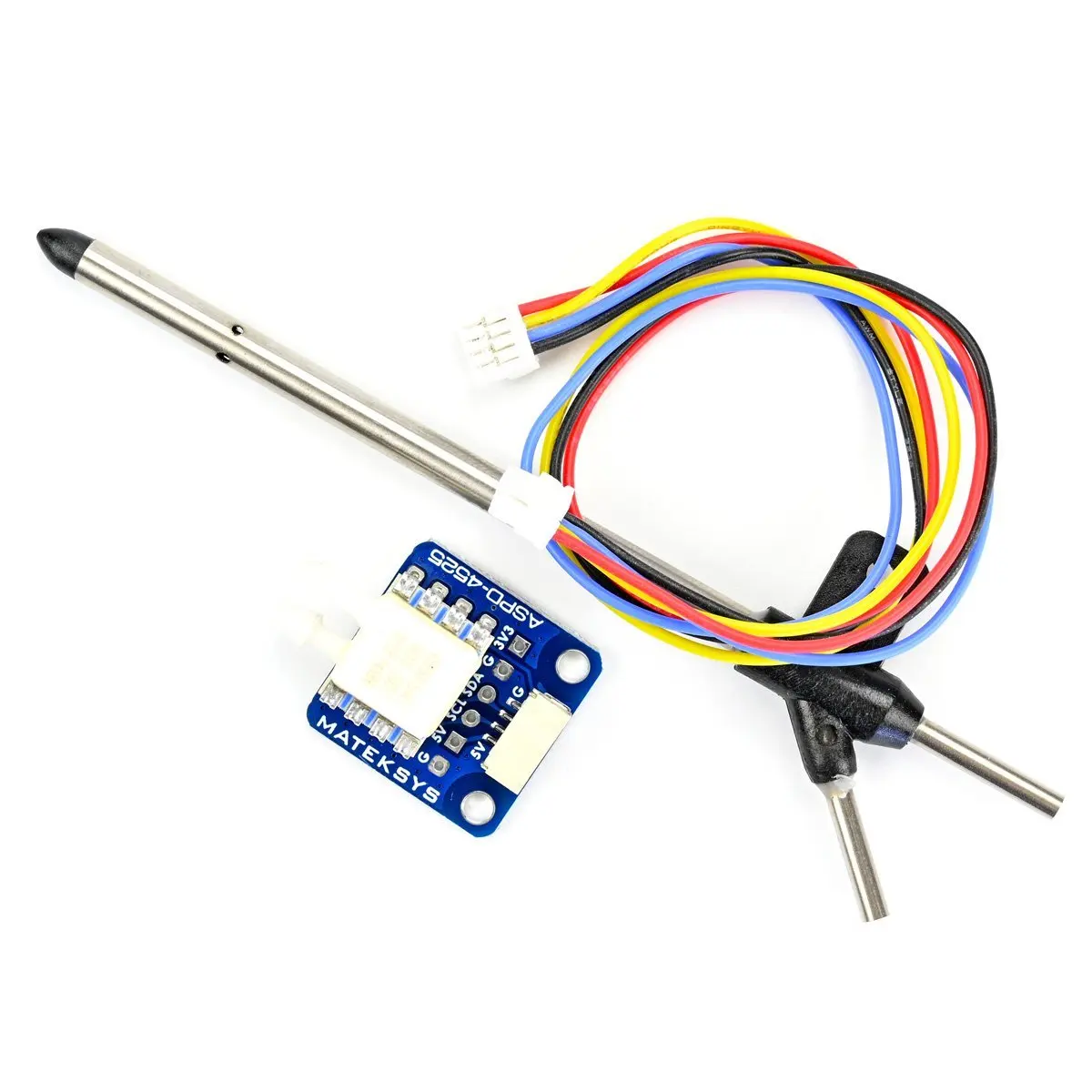 Capteur de pression MS4525 I2C 1PSI pour micro moteur ESC posé sur une surface technique, entouré de composants électroniques.