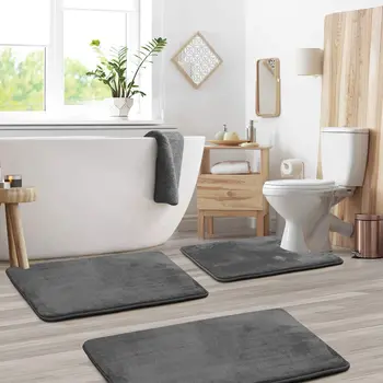 3PC  Bathroom Rugs Velvet Memory Foam Non-Slip Bath Rugs Machine Wash Dries Quickly - Ultra Soft Bath Mats for Bedroom kitchen 5
