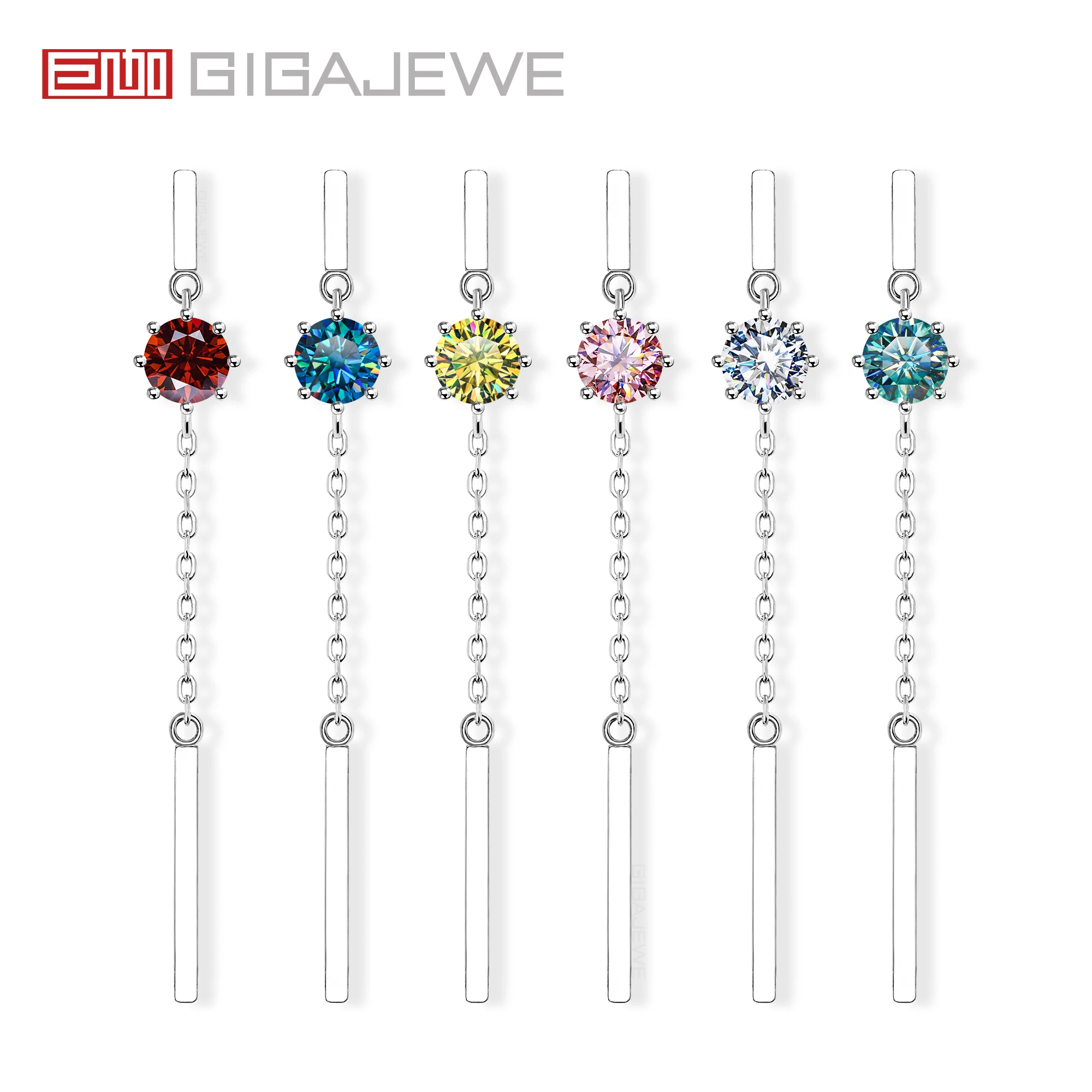 Gigajewe Nappe Orecchini Moissanite White D Novacolor Fl-Vvs1 S925 Argento 18K Placcato Oro Diamante Test Superato Gioielli Regalo Moglie
