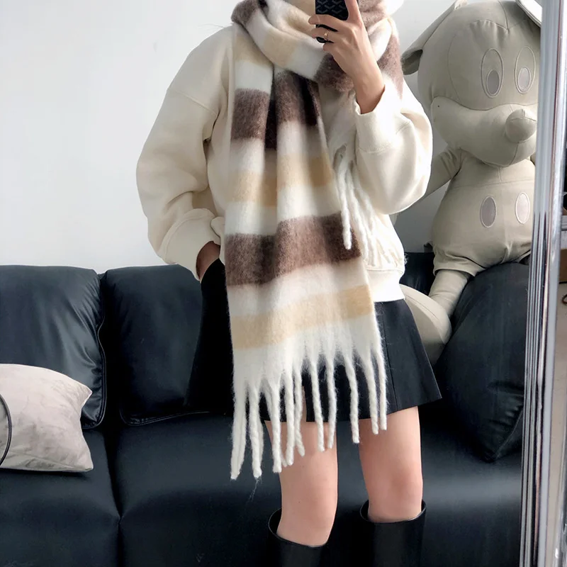 Winter Plaid Cashmere Scarf Fall Shawl Korean Style Gradient Scarves Blanket Scarf without Tag printed scarf cashmere scarf gradient scarf
