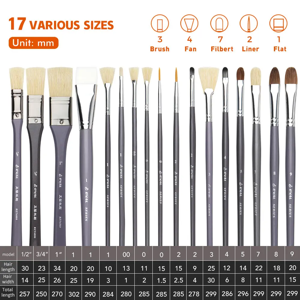 EVAL 15PCS Paint Brushes Set Nylon Hair Artist Paint Art Brush Watercolor  Drawing Painting Brush for Acrylic Oil Gouache Paint - AliExpress