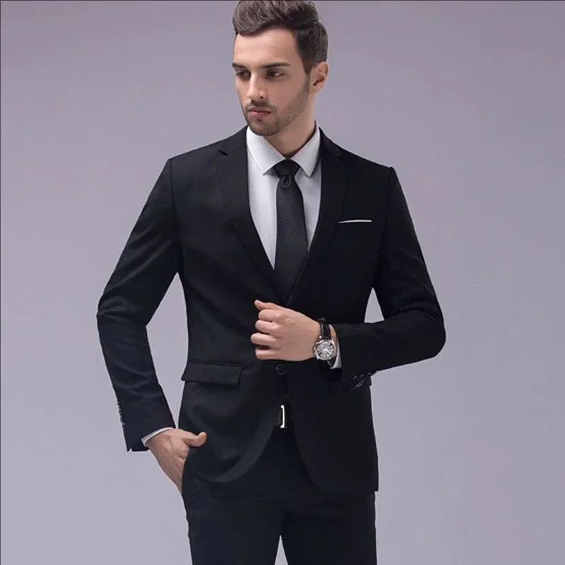 طقم بدلة رجالي قطعين (جاكيت وبنطال) بتصميم ضيق (Slim Fit) - أنيق ومناسب للمناسبات والأعراس S89734b7dd6824617b43f49a2391cef389