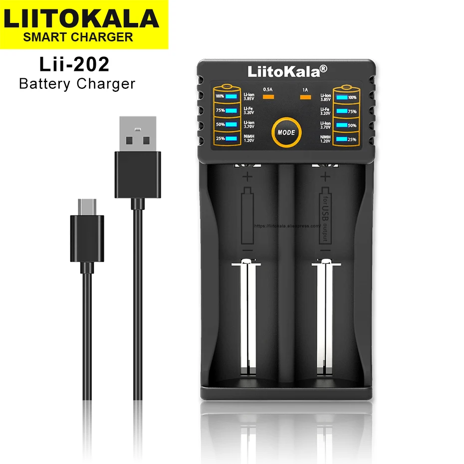 Charger Adapter Battery Charger USB Charging Cable Battery Charger Adapter LiitoKala Lii-S2 Lii-402 Lii-202 Lii-500 Lii-PD4 3.7V 3.2V 18650 18350 18500 21700 14500 26650 AA NiMH Lithium-Battery Charger