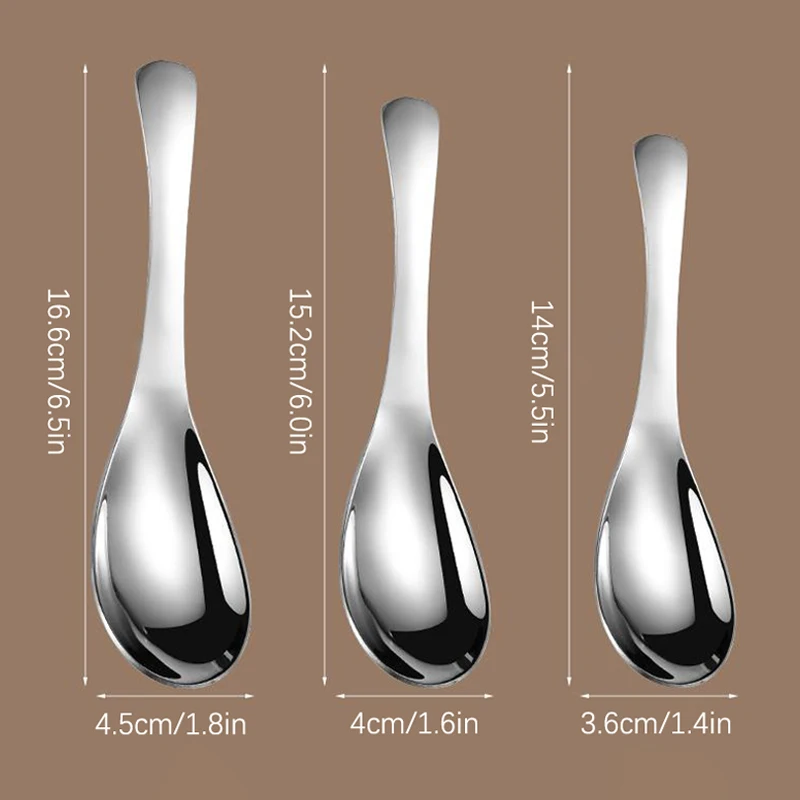 Stainless Steel Chinese Soup Spoons Home Kitchen Deepen Large Capacity Silver Mirror Polished Flatware For Soup Rice Tableware images - 6